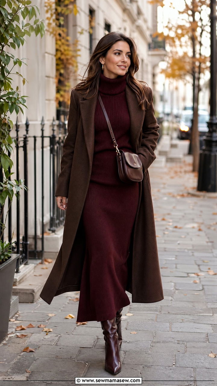 Turtleneck knit and maxi skirt set - 35 cute matching set outfits