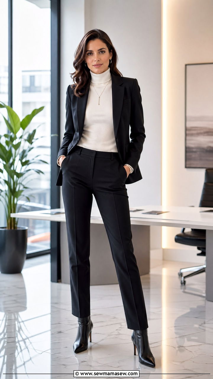 Turtleneck sweater with blazer - 35 Turtleneck sweater outfit ideas