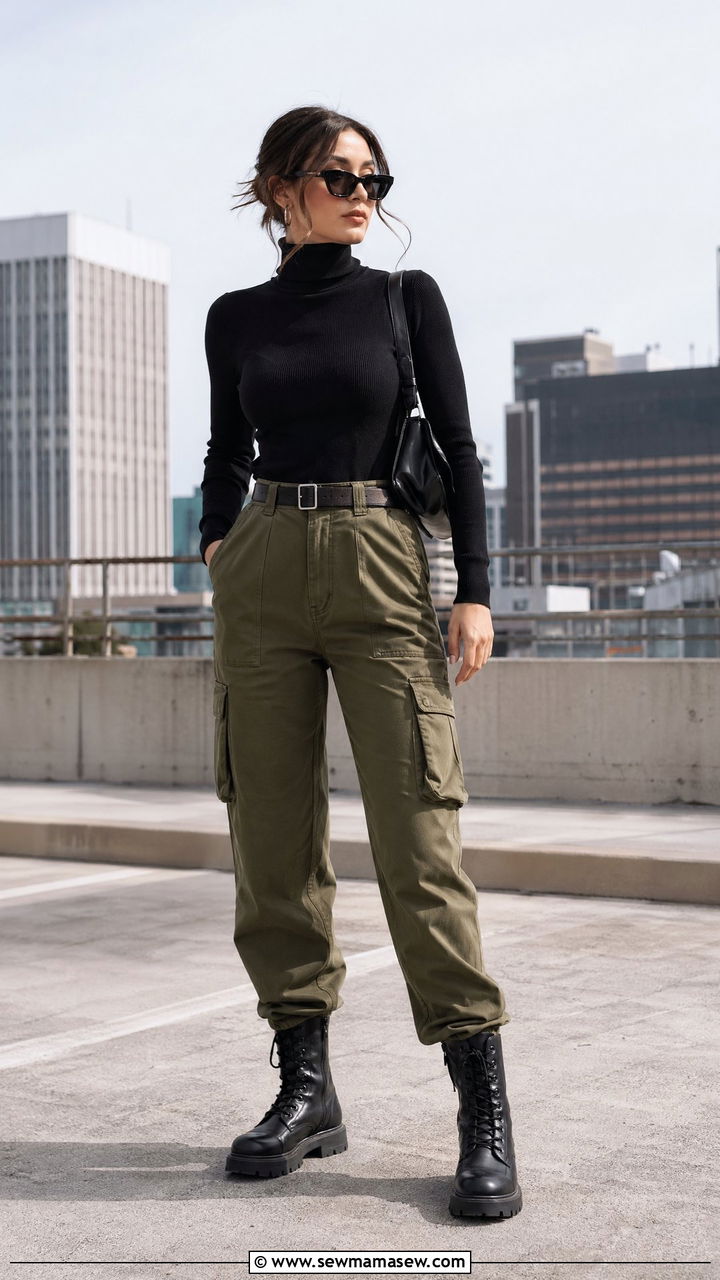 Turtleneck sweater with cargo pants - 35 Turtleneck sweater outfit ideas