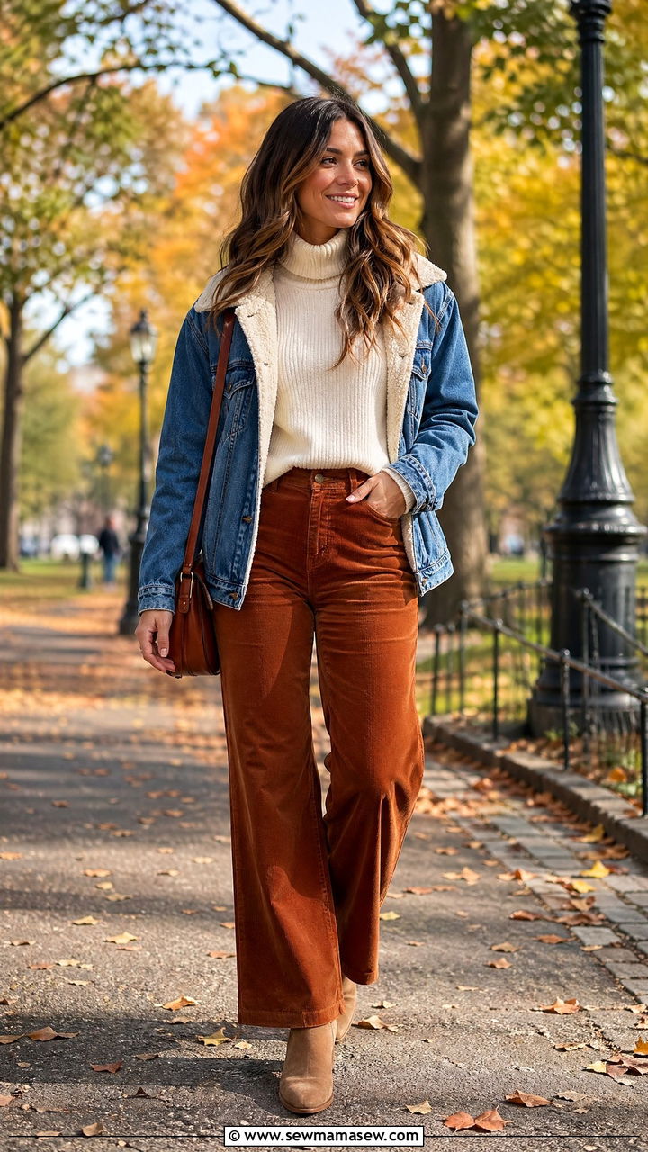 Turtleneck sweater with corduroy pants - 35 Turtleneck sweater outfit ideas