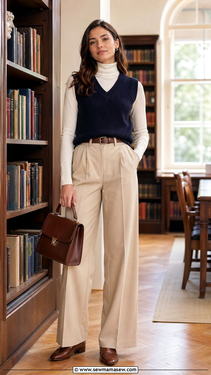 Turtleneck sweater with sweater vest - 35 Turtleneck sweater outfit ideas
