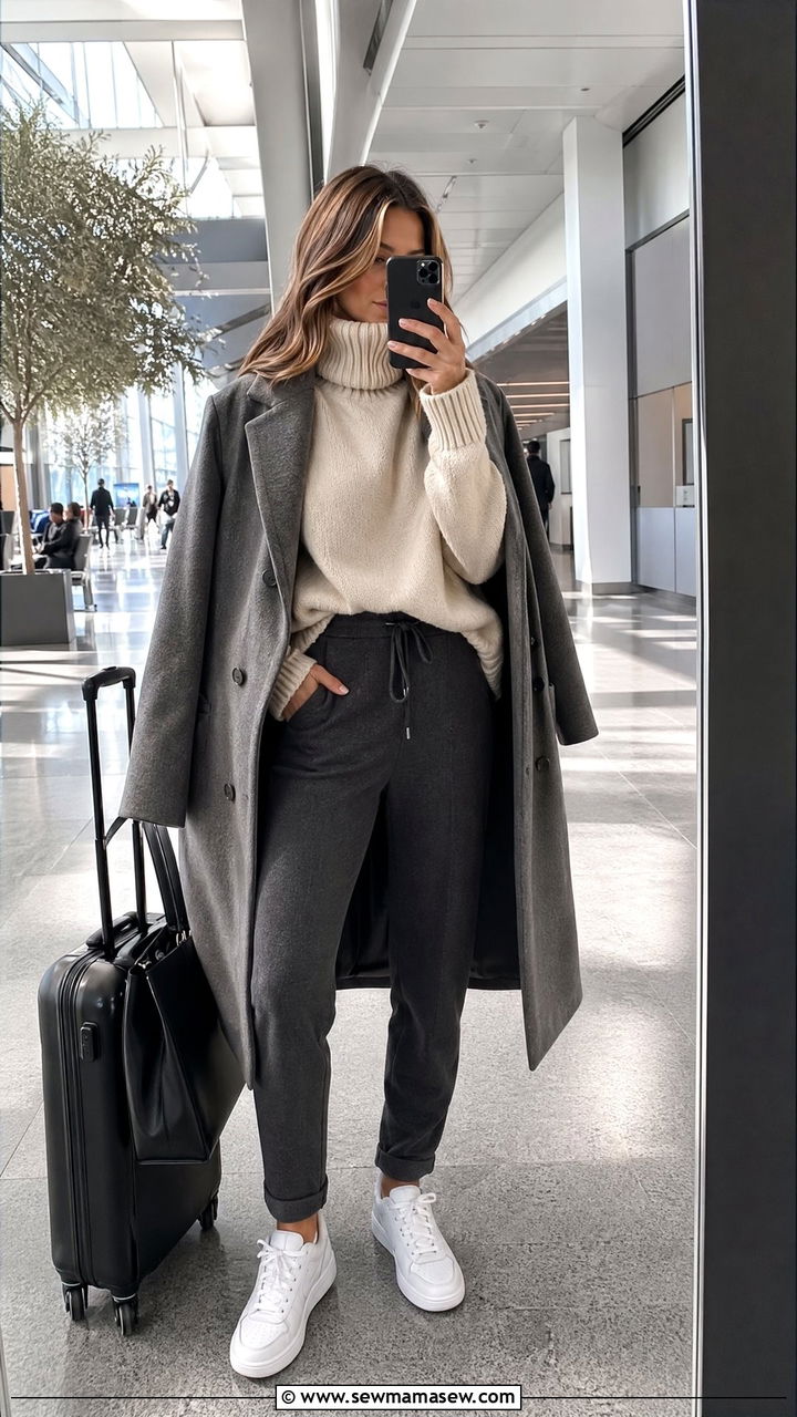 Turtleneck sweater with sweatpants - 35 Turtleneck sweater outfit ideas