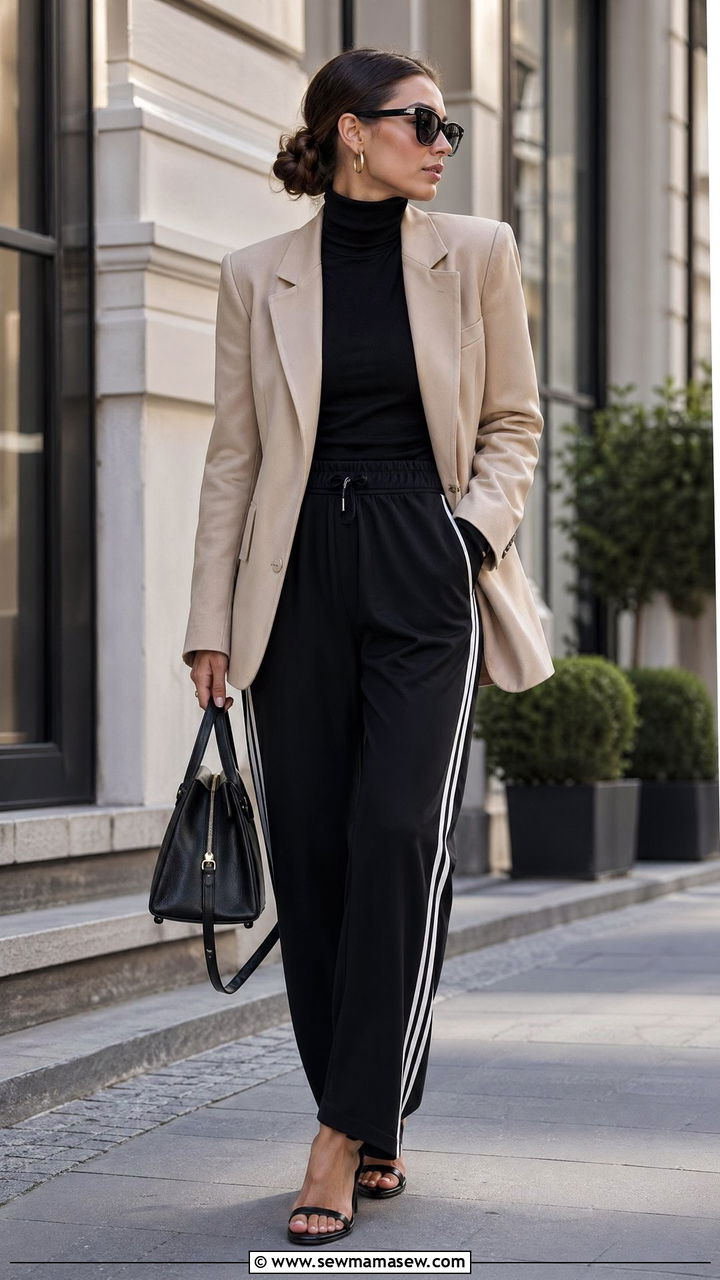 Turtleneck sweater with track pants - 35 Turtleneck sweater outfit ideas