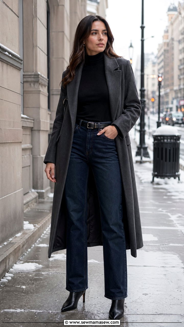 Turtleneck with Straight Leg Jeans and Ankle Boots - 35 casual straight leg jeans outfits