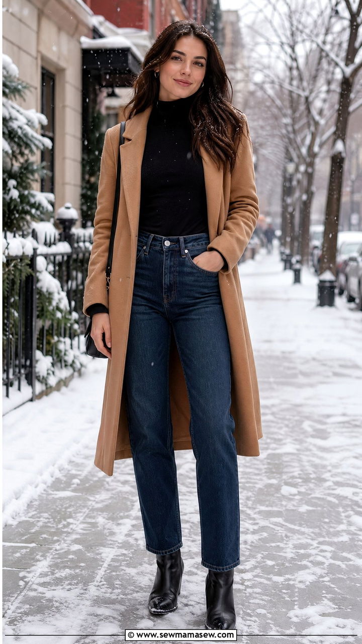 Turtleneck with Straight Leg Jeans - 35 straight leg jeans outfit ideas for women
