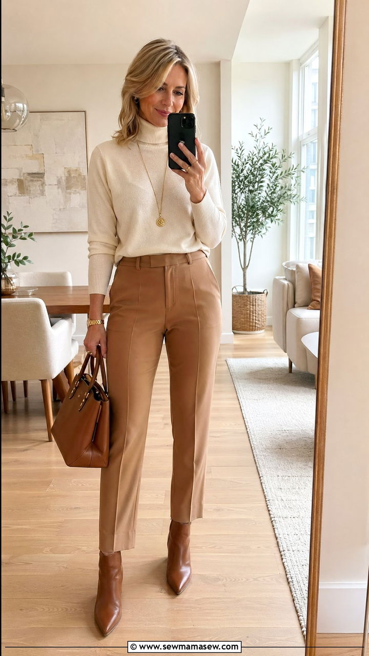 Turtleneck with Tailored Trousers - 35 Chic outfits for women over 40