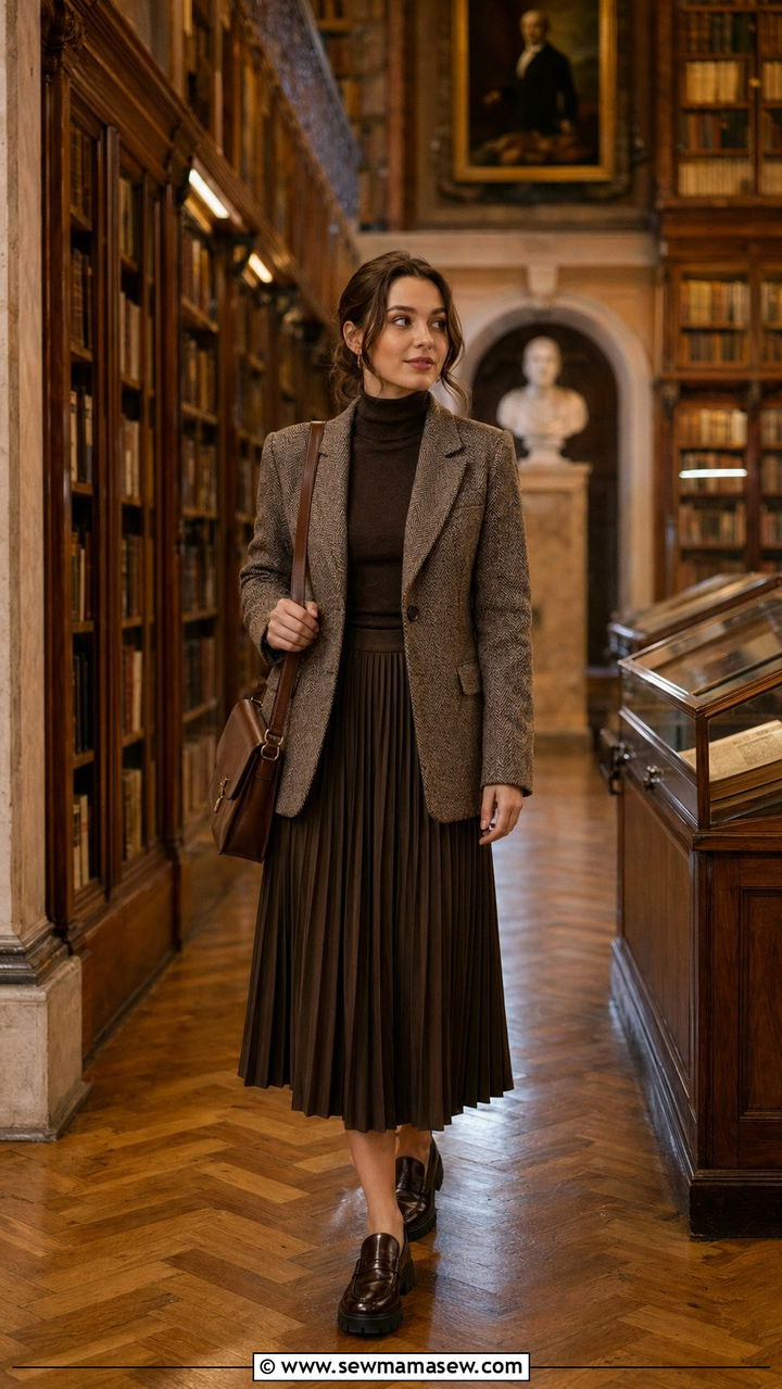 Tweed blazer with pleated skirt museum outfit - 35 museum outfit ideas