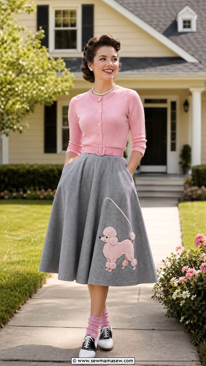 Twin Set with Poodle Skirt - 35 Vintage 50s outfit ideas