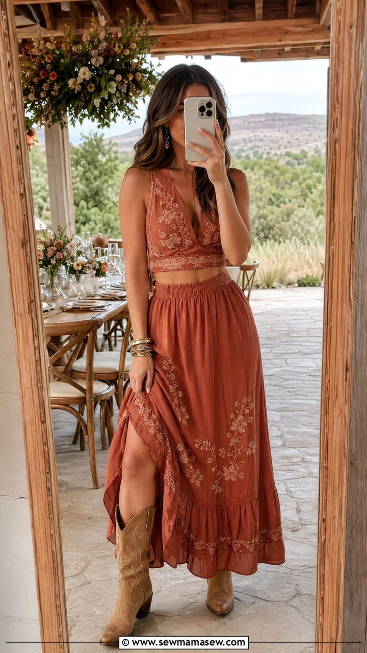 Two Piece Coord Set With Embroidered Details Western Wedding - 30 Western outfit ideas for wedding
