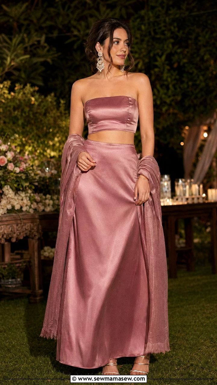 Two Piece Crop Top and Maxi Skirt Set for Rectangle Shape - 30 wedding guest outfits for rectangle body shape