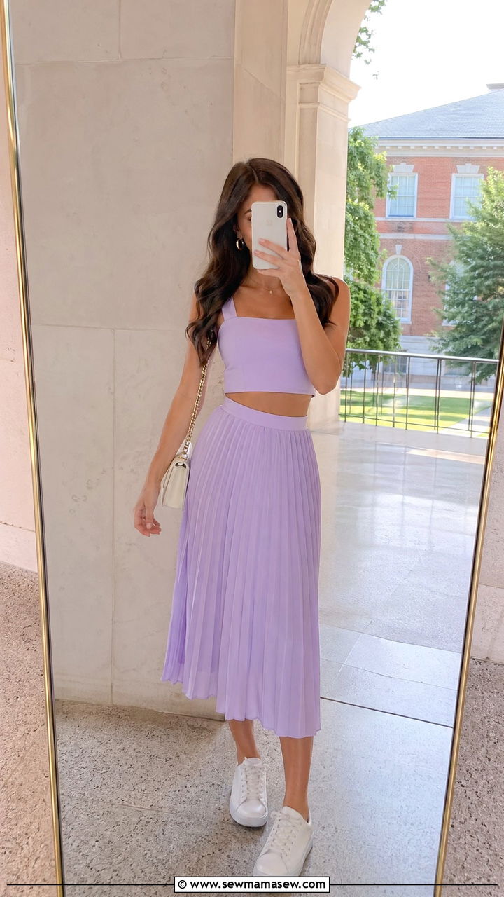 Two Piece Crop Top and Pleated Midi Skirt Set - 35 what to wear to a graduation