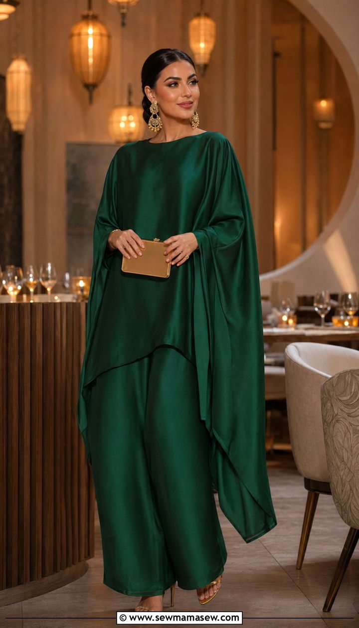 Two Piece Kaftan Set With Statement Earrings - 35 Ramadan outfit ideas for women