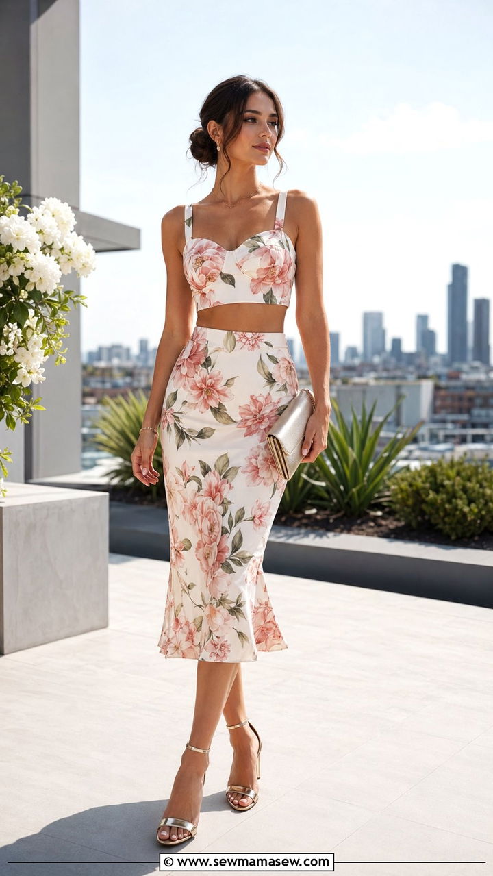 Two Piece Set with Heeled Sandals - 30 What to wear to a summer wedding