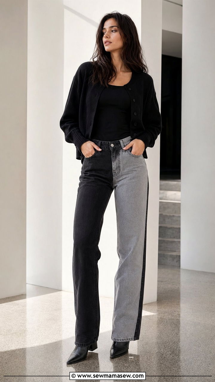 Two Tone Jeans With a Monochrome Top - 30 Best jeans for tall women