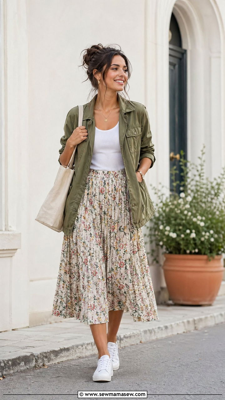 Utility Jacket And Midi Skirt Outfit - 35 casual outfits for women