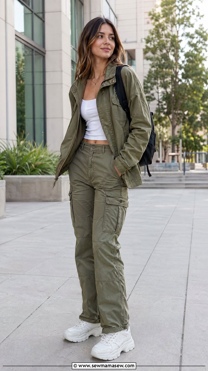 Utility Jacket and Cargo Pants Outfit - 35 Trendy outfits for college girls