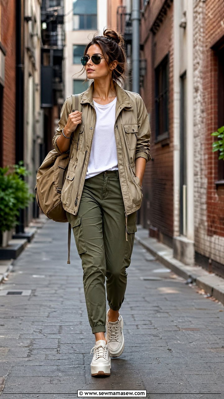 Utility Jacket with Cargo Pants Outfit - 35 casual outfit ideas for women