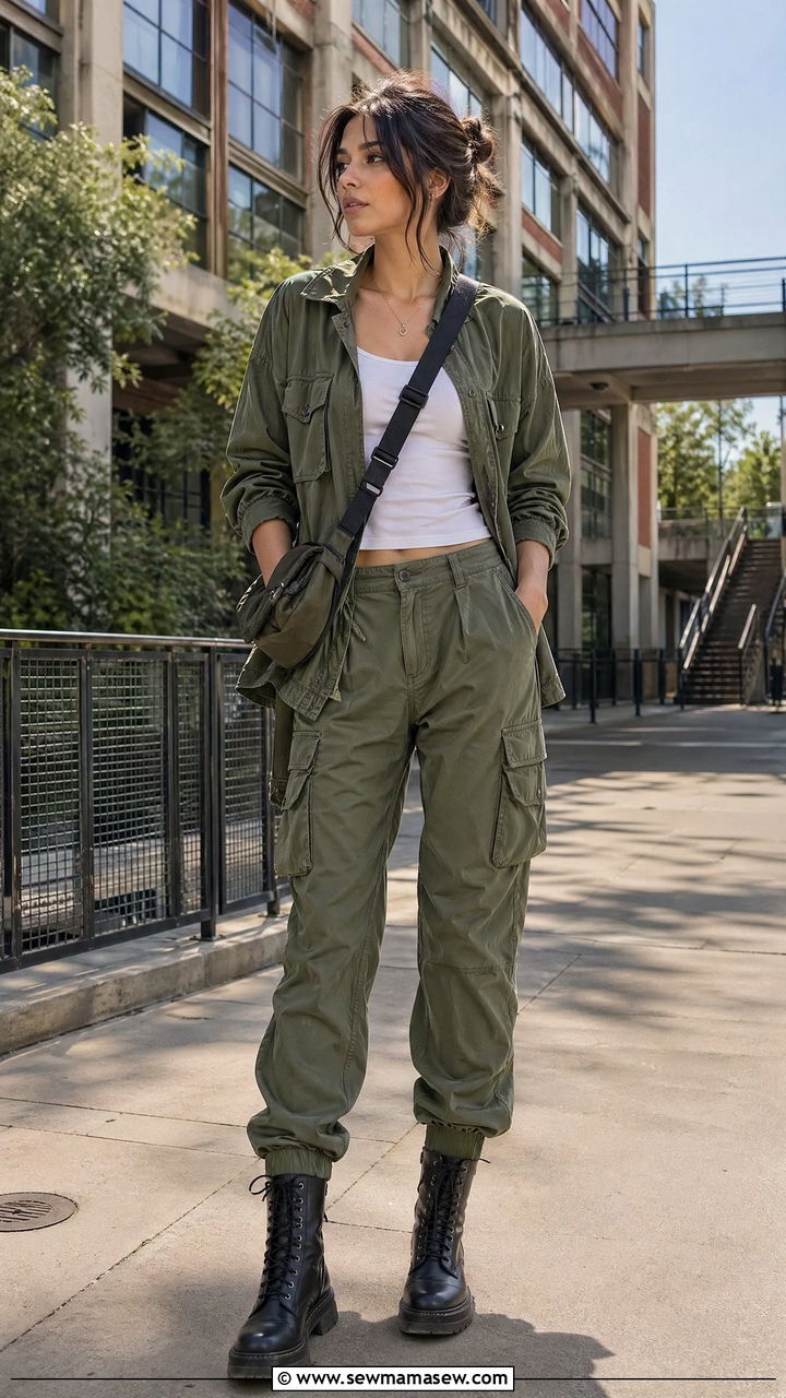 Utility Jacket with Cargo Pants - 35 college outfits for women