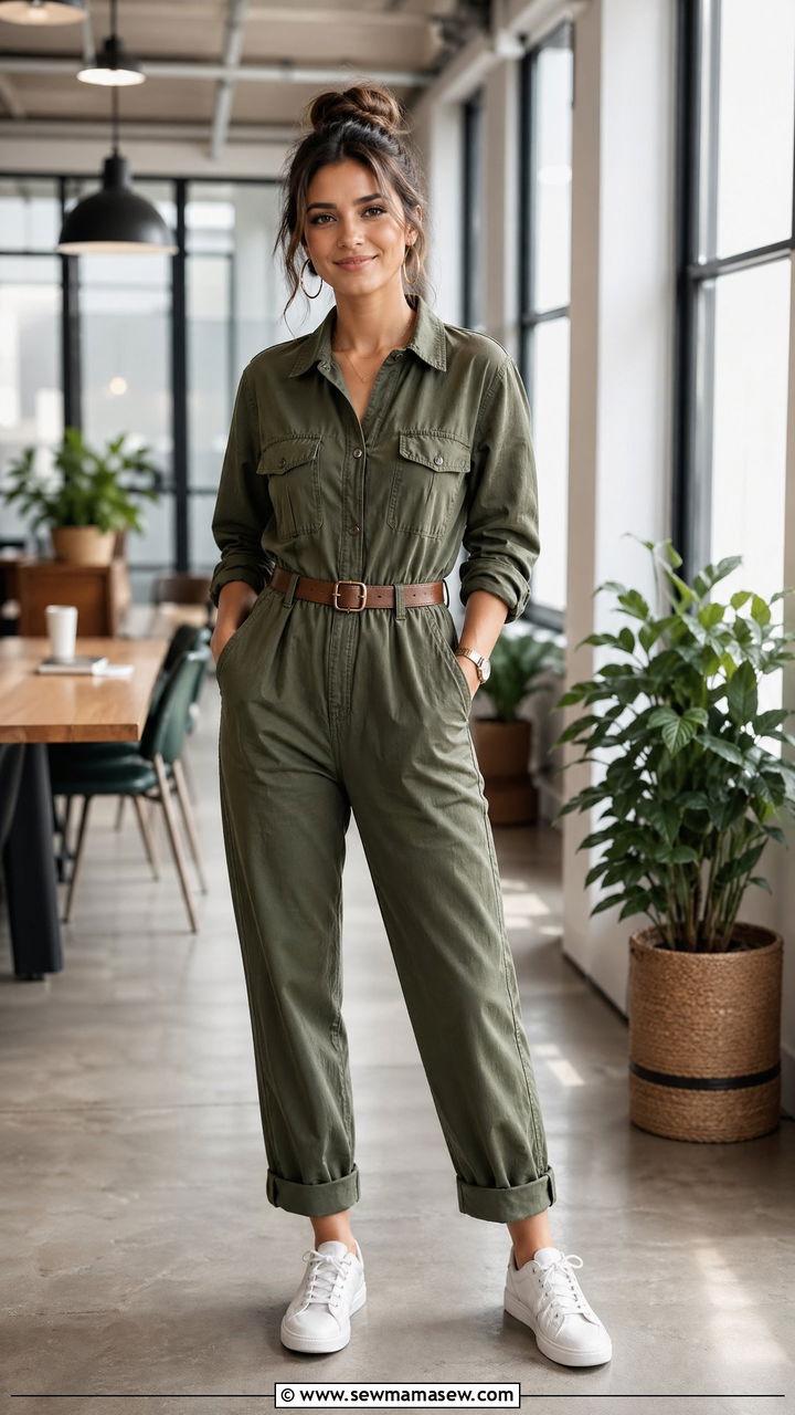 Utility Jumpsuit With A Belt - 35 Cute work outfits for women