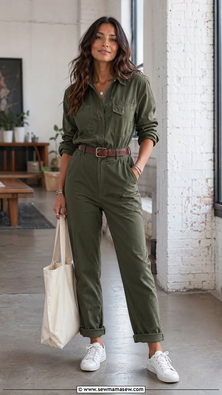 Utility Jumpsuit With Belt Outfit - 35 Spring outfits for women