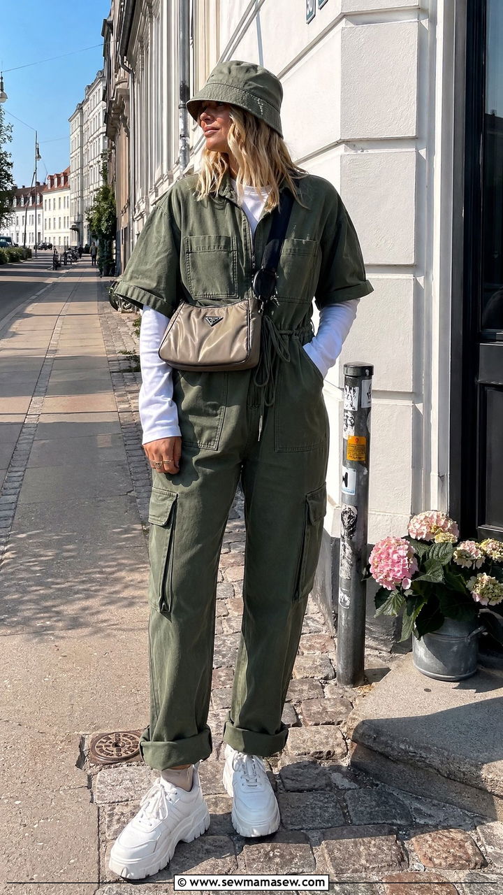 Utility Jumpsuit With Sneakers Outfit - 35 Copenhagen outfit ideas