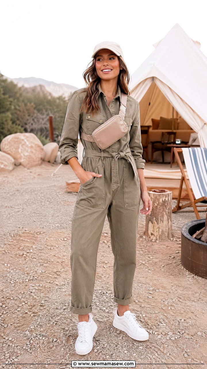 Utility Jumpsuit with Belt Bag - 35 Summer camping outfit ideas