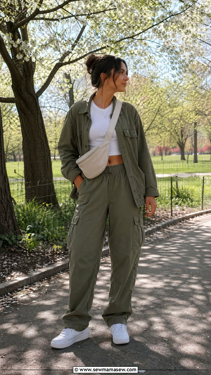 Utility jacket and cargo pants outfit - 35 spring simple outfit ideas