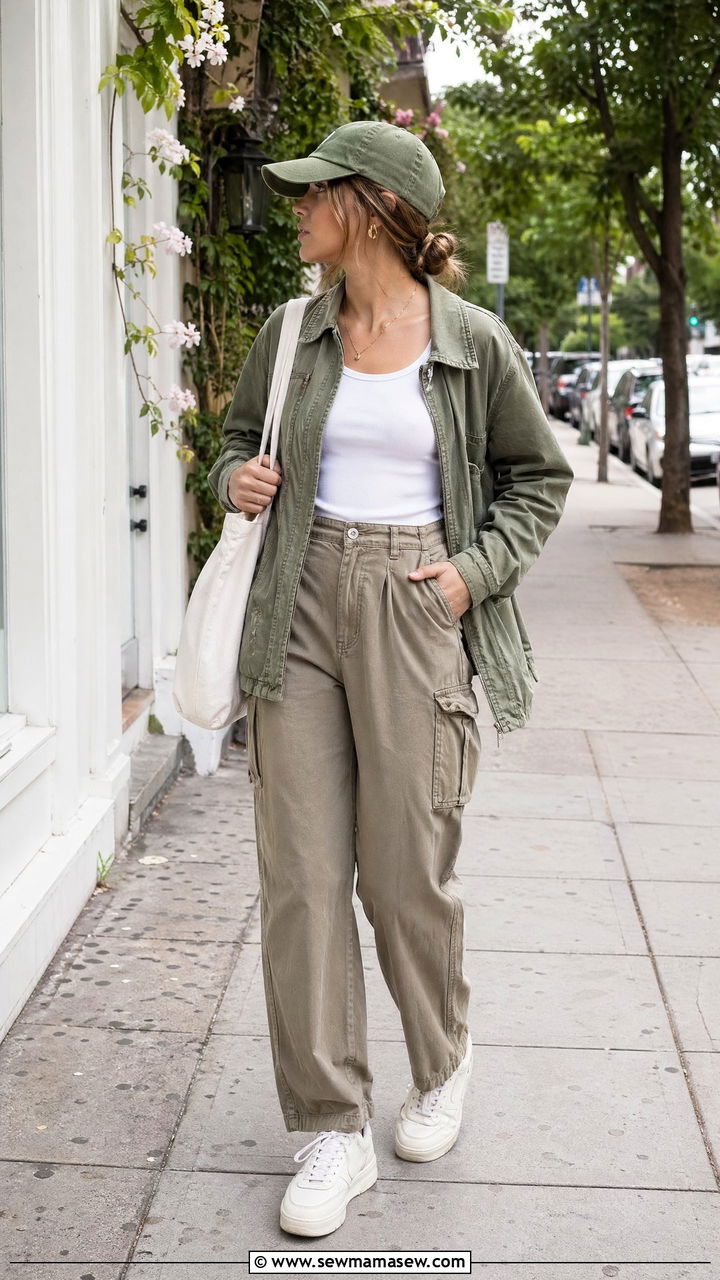 Utility jacket with cargo pants - 35 Spring to summer transition outfits