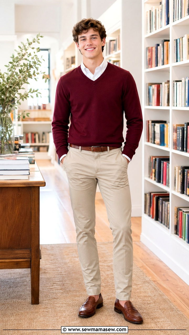 V neck sweater over button down senior portrait - 30 Senior portrait outfit ideas guys