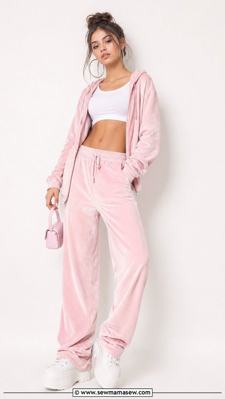Velour Tracksuit With Platform Sneakers - 30 Y2K outfits for teens