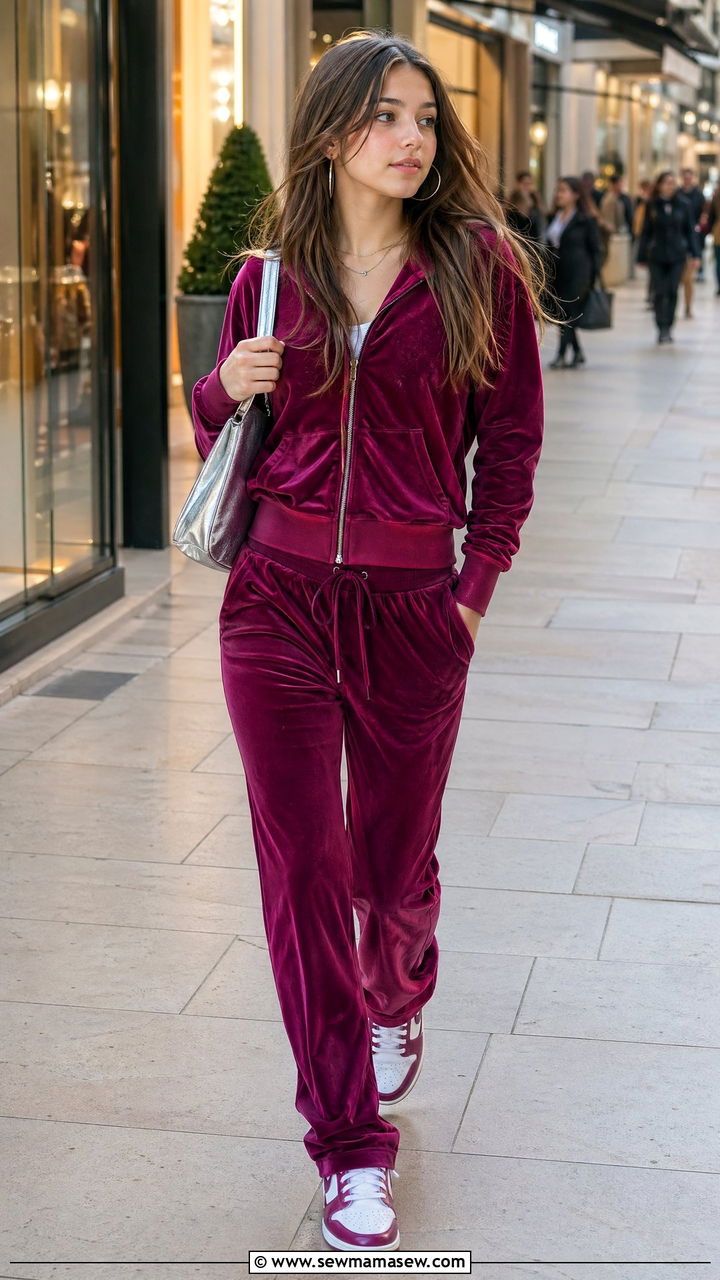 Velour Tracksuit With Retro Sneakers - 35 Trendy outfits for teens