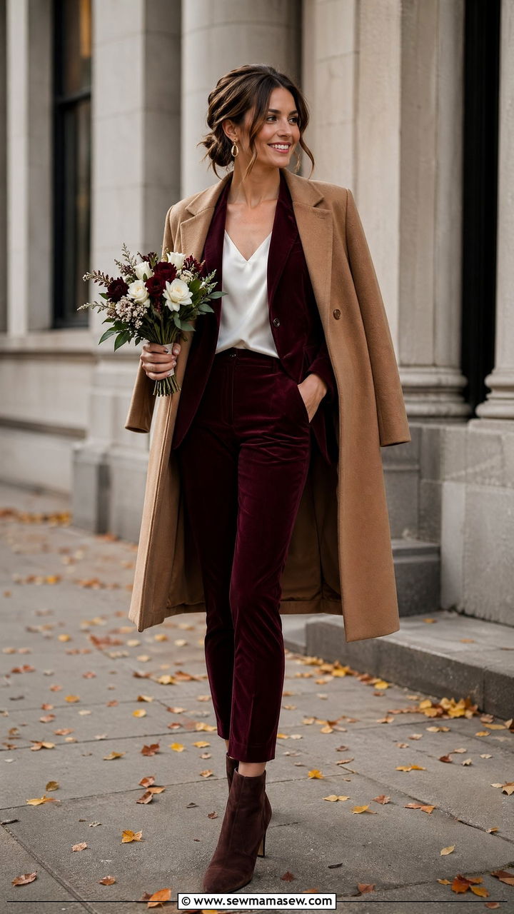 Velvet Blazer And Trousers Courthouse Wedding Fall - 35 Courthouse wedding outfits