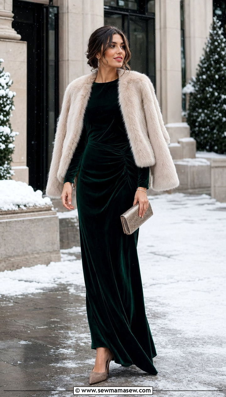 Velvet Maxi Dress Winter Wedding - 30 wedding guest outfits inspo