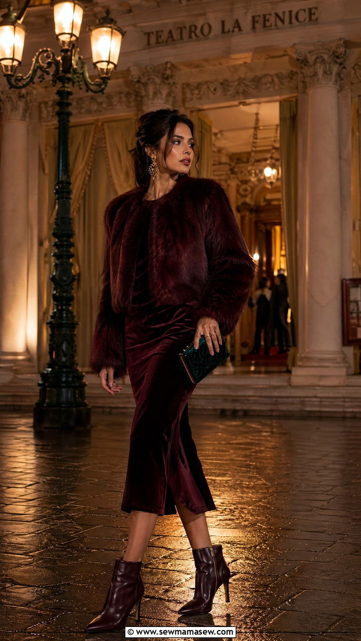 Venice Winter Faux Fur Evening Outfit - 35 Venice outfit ideas
