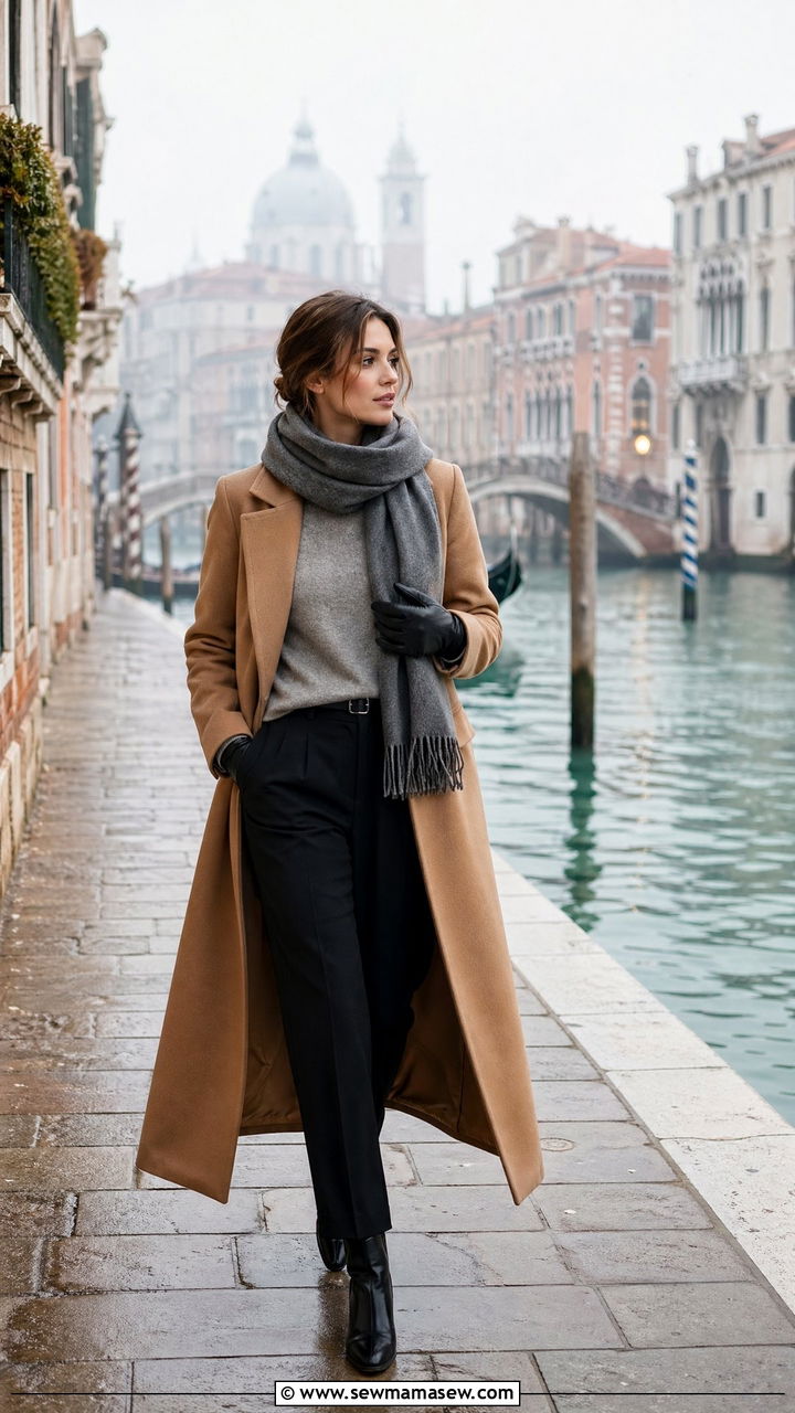 Venice Winter Wool Coat Outfit - 35 Venice outfit ideas