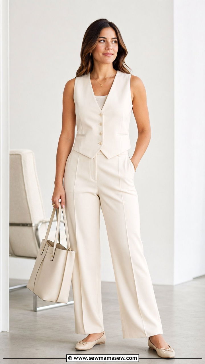Vest And Trouser Set With Flats - 35 Professional outfits for women
