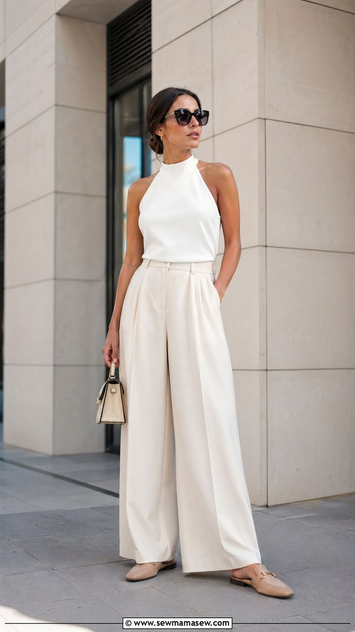 Vest Top with Wide Leg Trousers Outfit - 35 clean girl outfits for women