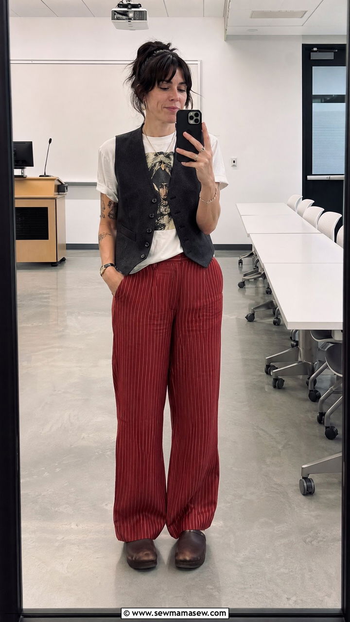 Vest and linen pants spring teacher outfit - 35 spring outfits for teachers