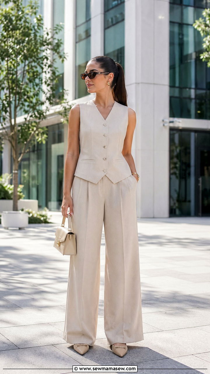 Vest and trousers summer outfit - 35 Summer ootd ideas