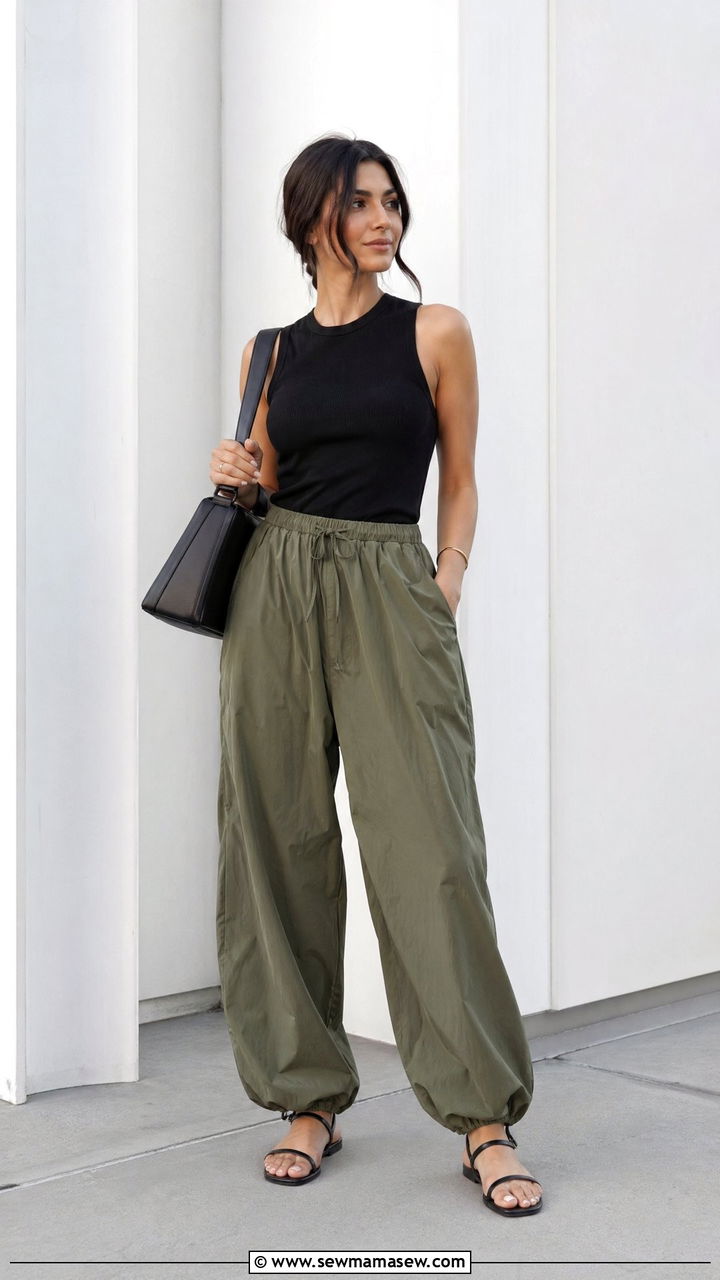 Vest top and parachute pants outfit - 35 spring simple outfit ideas