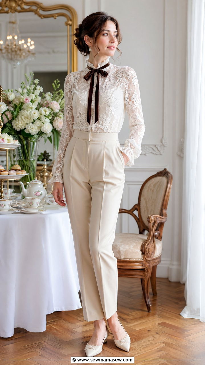 Victorian lace blouse spring outfit - 35 Vintage spring outfits