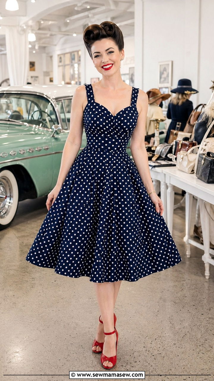 Victory Rolls With Day Dress - 30 Retro 40s outfit ideas