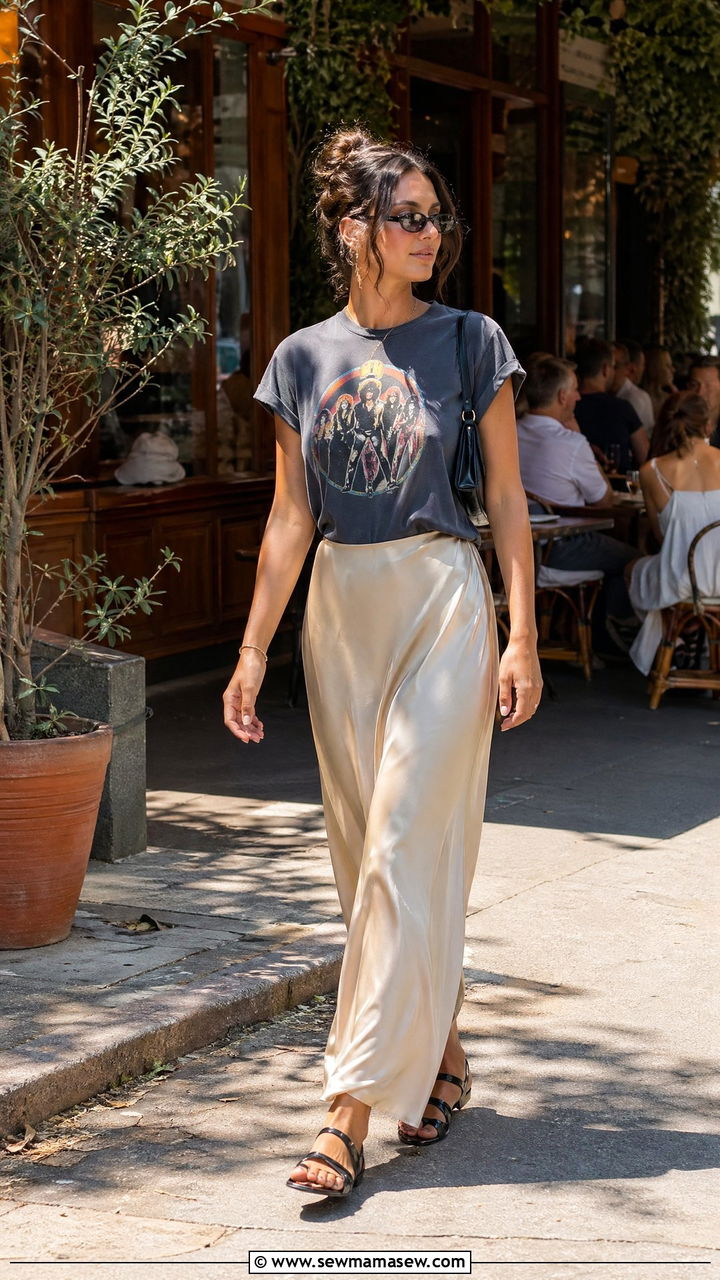 Vintage Band Tee And Slip Skirt Outfit - 35 summer everyday outfit ideas