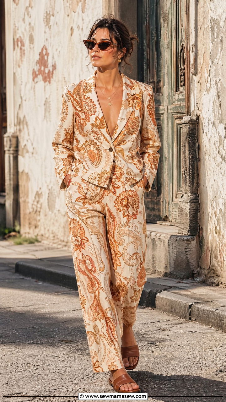Vintage Inspired Lounge Suit With Tinted Sunglasses - 35 Classy loungewear outfit ideas