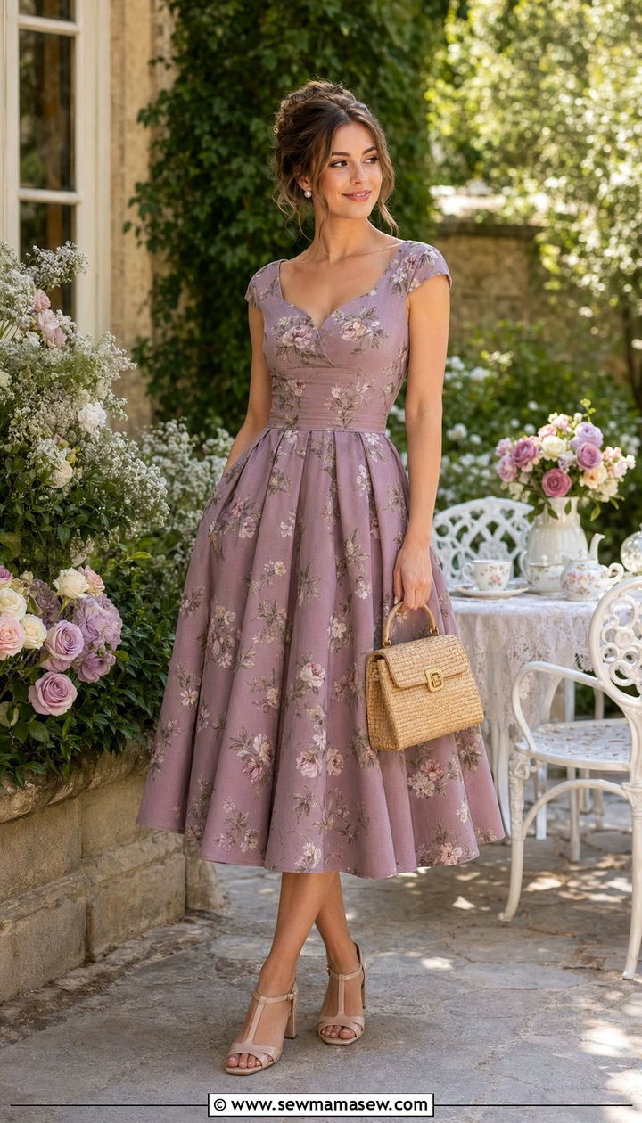 Vintage Inspired Tea Dress With T Strap Heels - 35 Romantic summer outfits