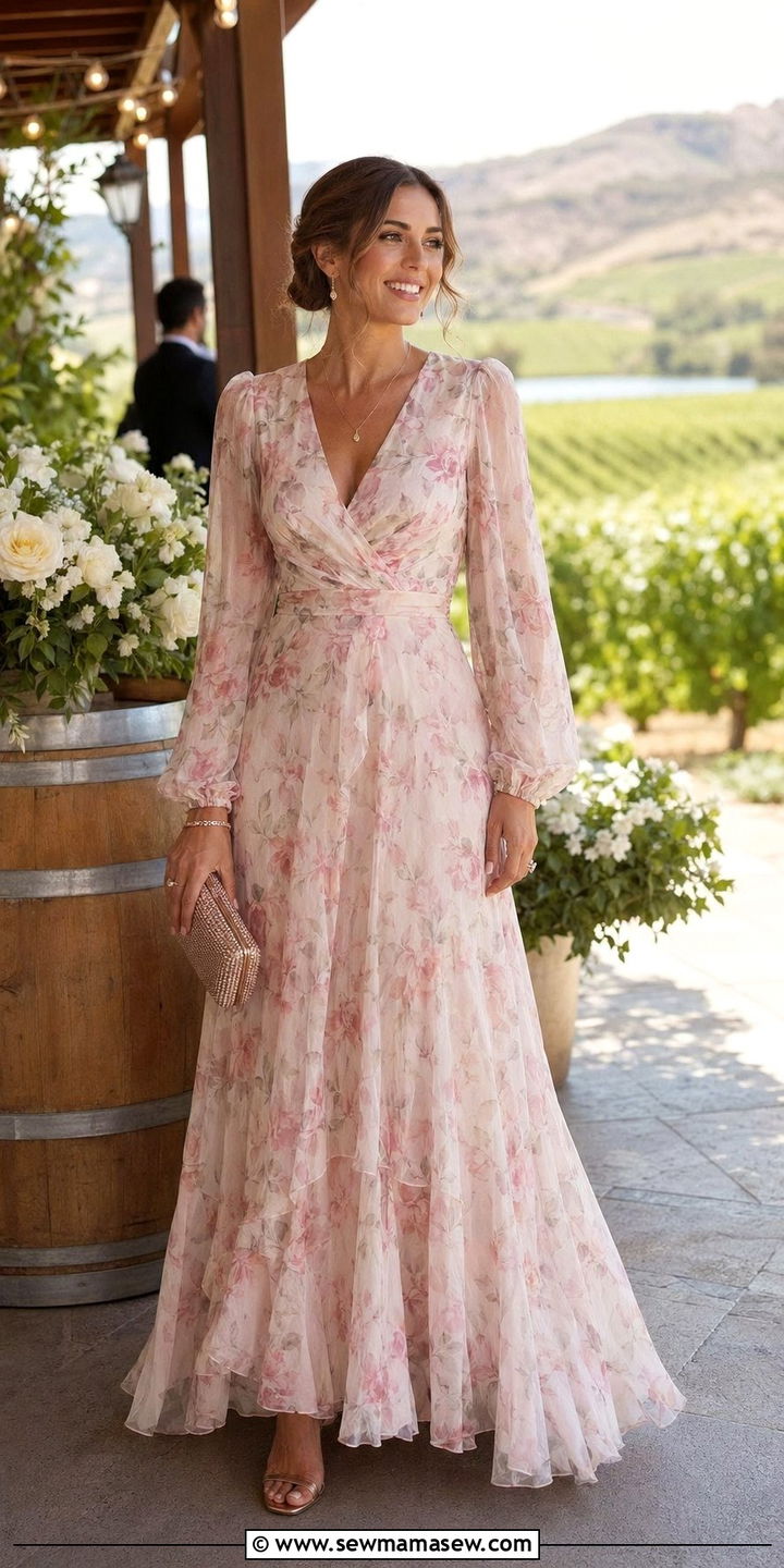 Watercolor Floral Maxi Dress Wedding Guest - 30 wedding guest outfits for modest women