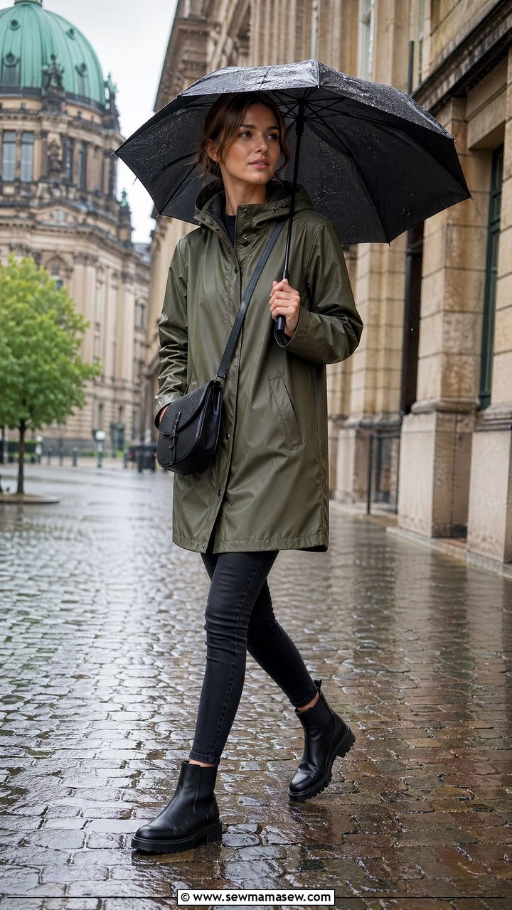 Waterproof raincoat with dark denim and rubber sole Chelsea boots - 40 What to wear in Berlin