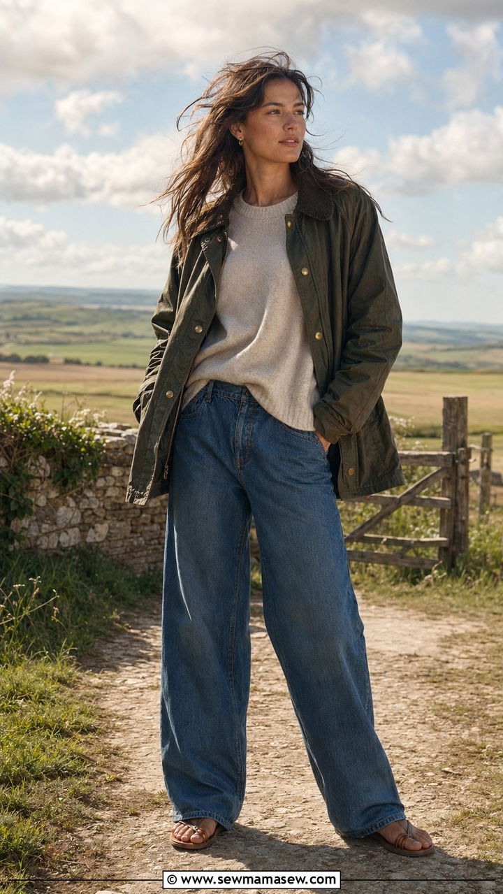 Wax jacket outfit for a windy day - 30 windy day outfits casual