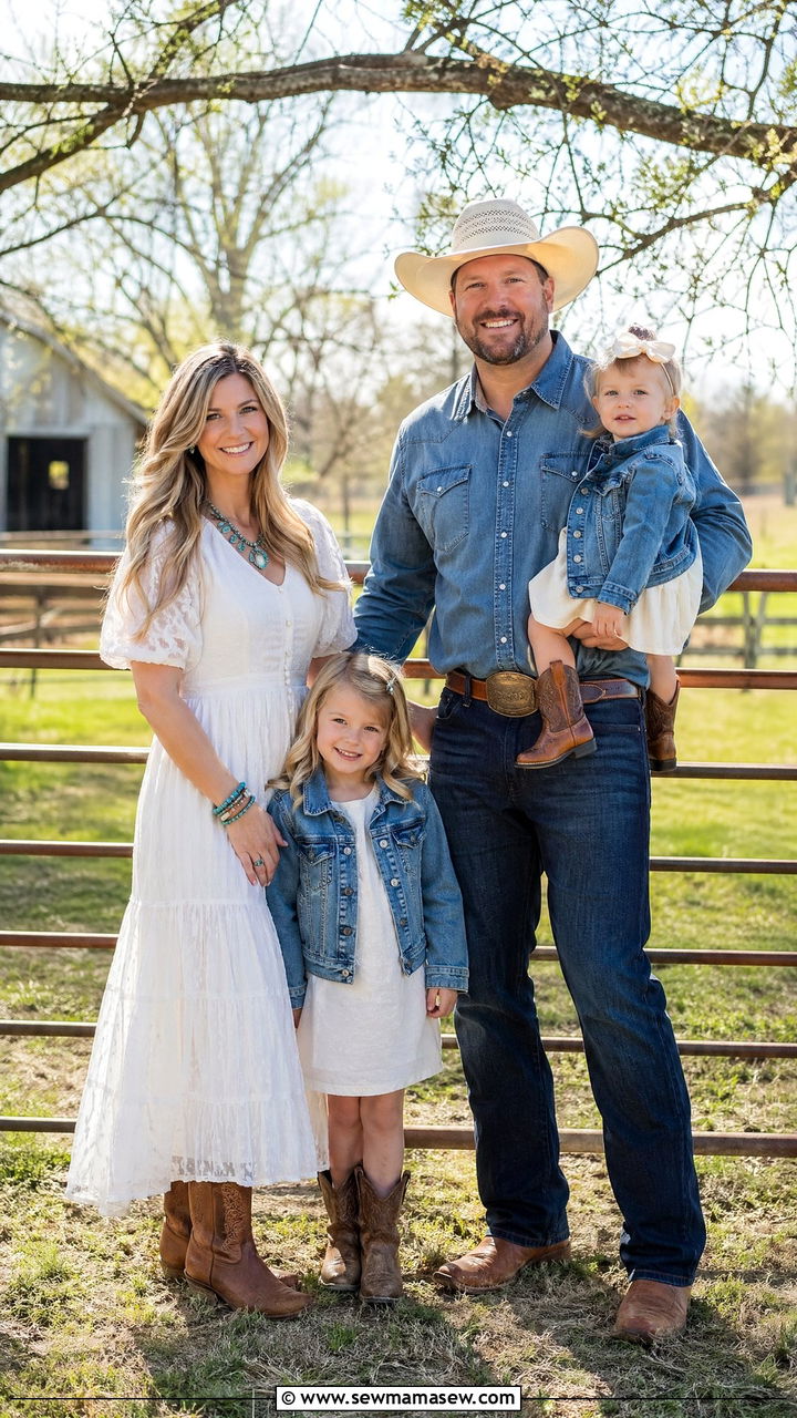 Western Boots and Denim Spring Family Look - 35 spring family photo outfit ideas