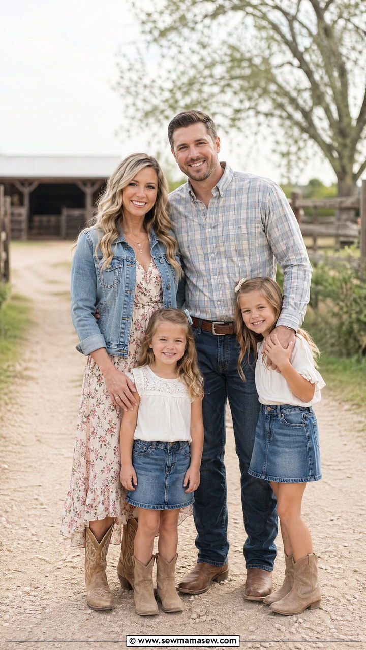 Western Boots and Denim Spring Photoshoot Look - 35 spring family photoshoot outfit ideas